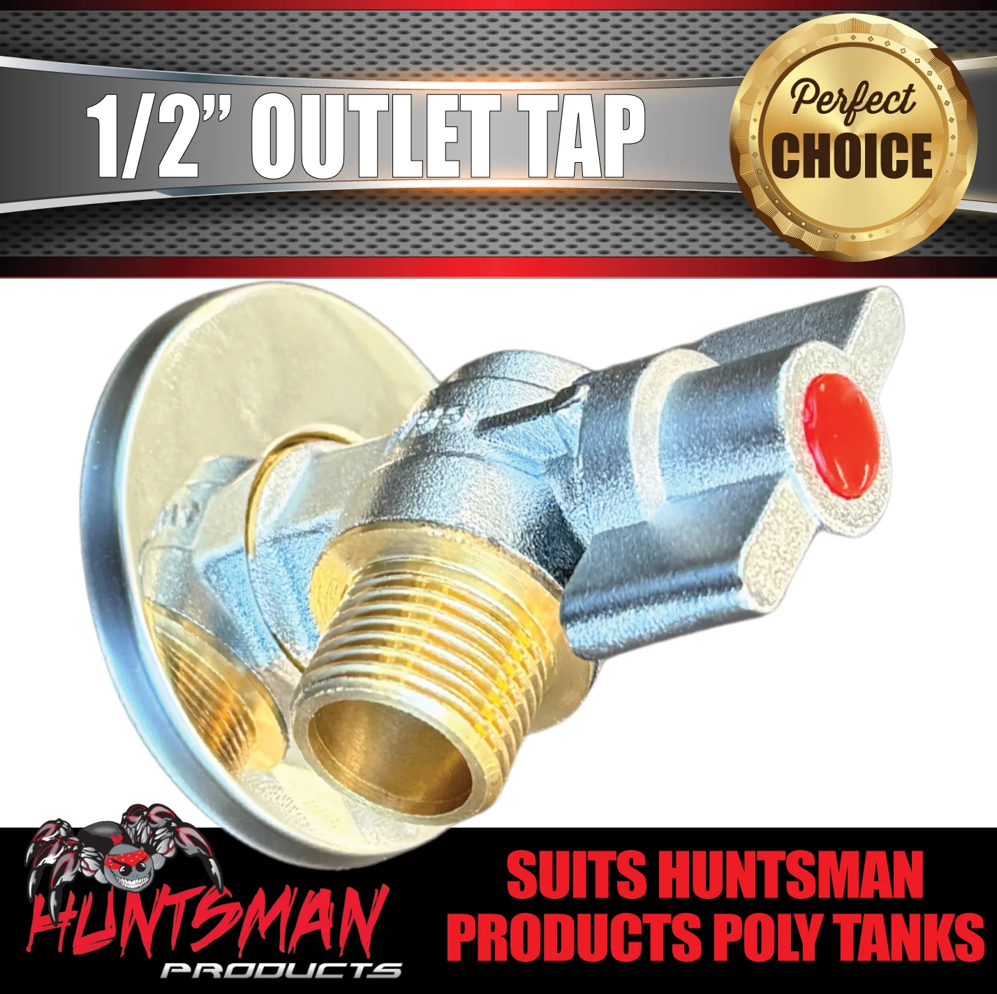 1/2" Outlet Tap with 3/4" Inlet to Suit Huntsman Products Poly Water Tanks - Image 3