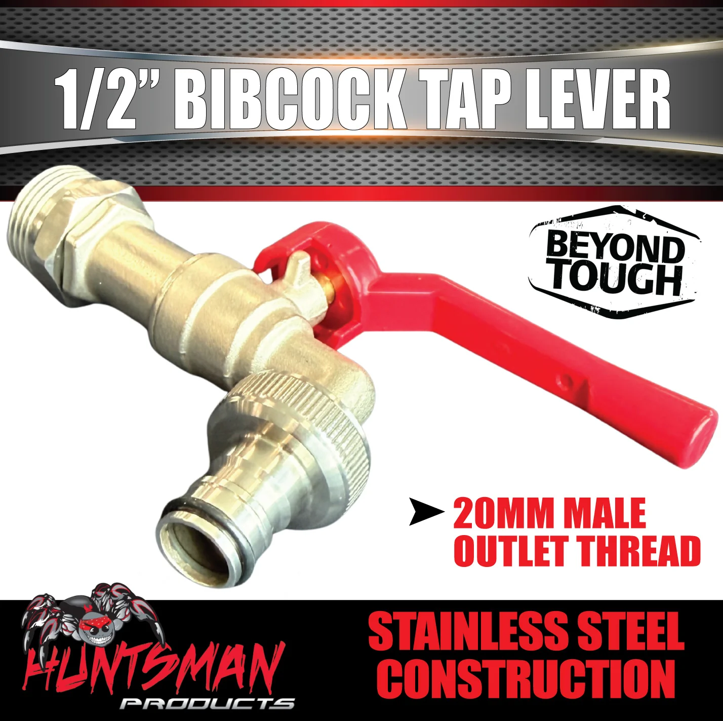 1/2" Tank Bibcock Tap General Purpose Lever & 3/4" Adapter Stainless Steel Ball Cock Tap - Image 2
