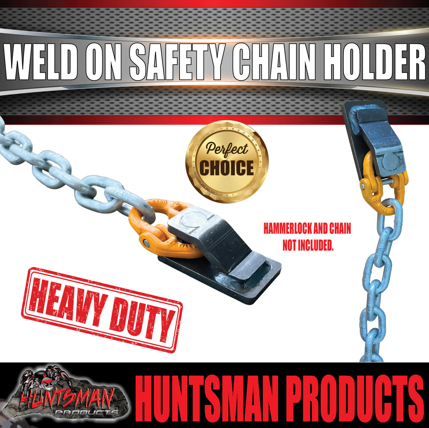 1 x 10mm Trailer Caravan Weld Safety Chain Holder Cam Lock Base Suit Hammerlocks - Image 2