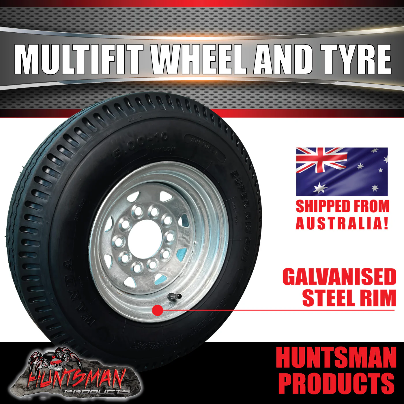 10" Boat Trailer Galvanised Sunraysia Multi fit Rim suit Ford HT & 5.00-10 tyre - Image 5