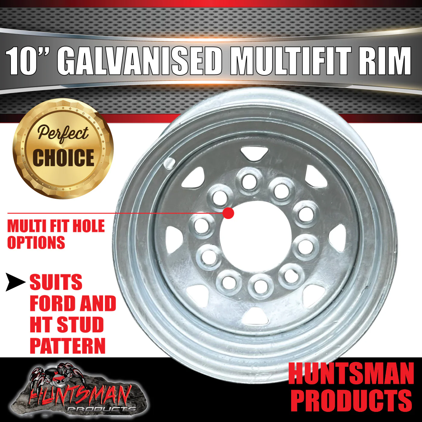 10" GALVANISED BOAT TRAILER CARAVAN RIM- 5 STUD MULTI FIT. SUITS FORD & HT HOLDEN - Image 5