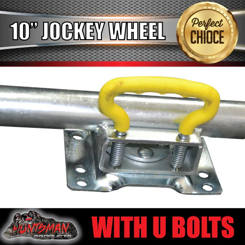 10" Trailer Caravan Swing Up Jockey Wheel & 50x50mm U bolts. 1000Kg Rated - Image 4