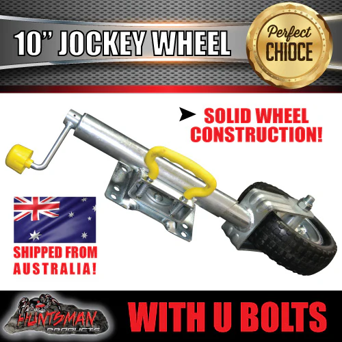 10" Trailer Caravan Swing Up Jockey Wheel & 75x50mm U bolts. 1000Kg Rated - Image 6