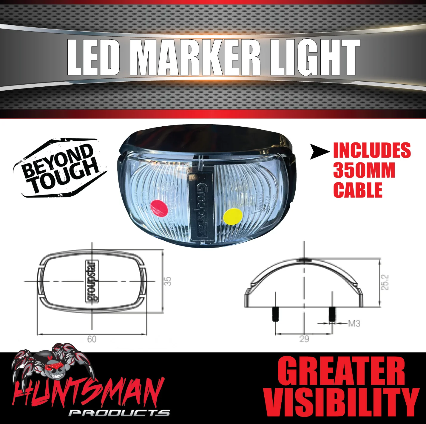 Huntsman clearance LED Truck Trailer Side Marker Light lamp 10-30 Volt Red Amber - Image 4