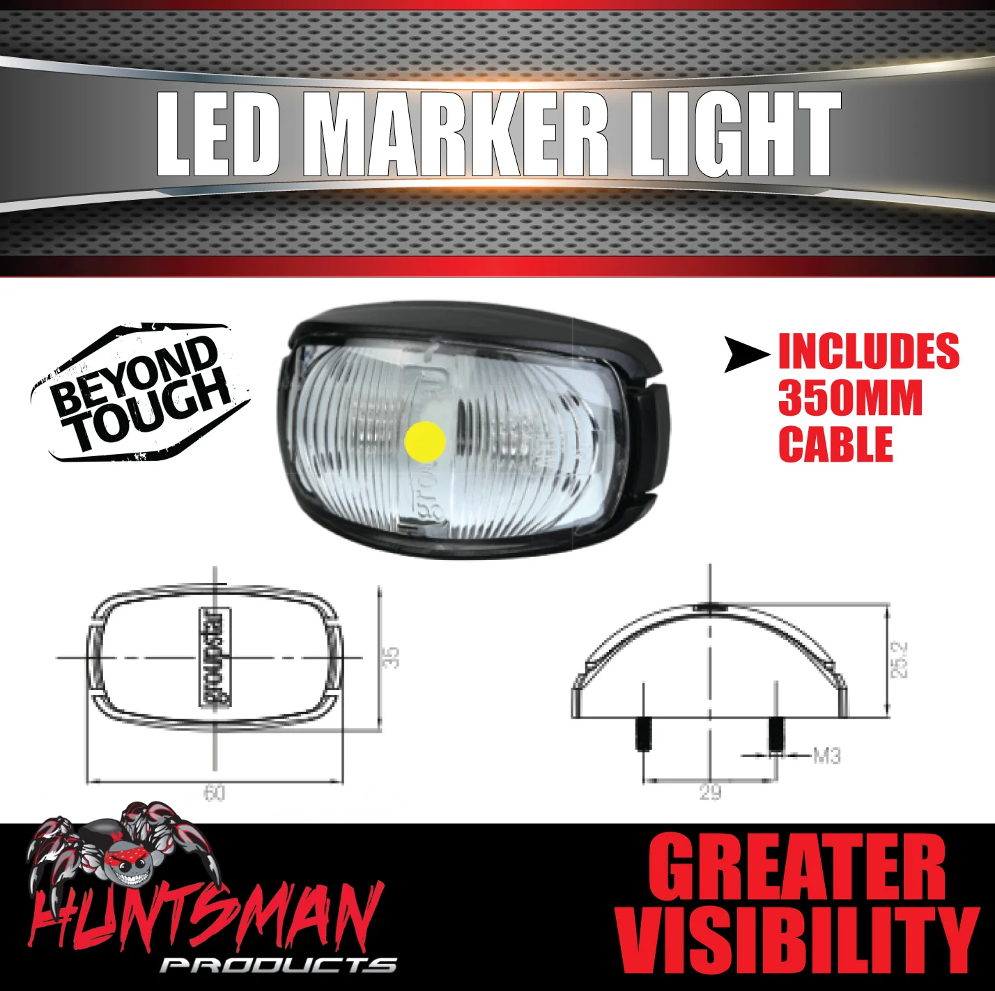 10x Huntsman Side Amber Clearance Indicator Marker LED Truck Trailer Light lamp 10-30 Volt - Image 5