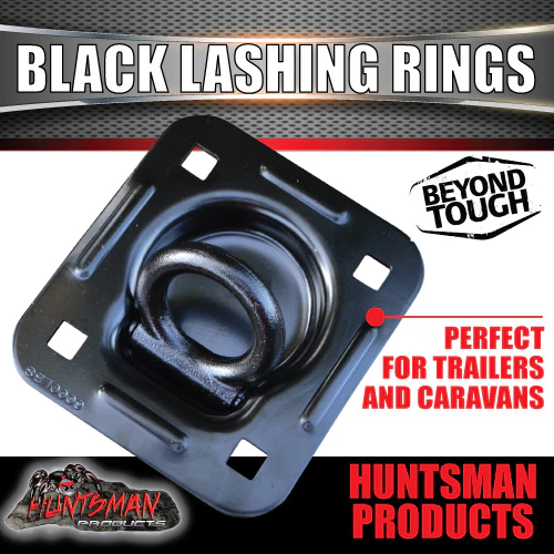 10x Large Black E coated Lashing Rings Tie Down Anchor Points 123mm x 113mm - Image 3