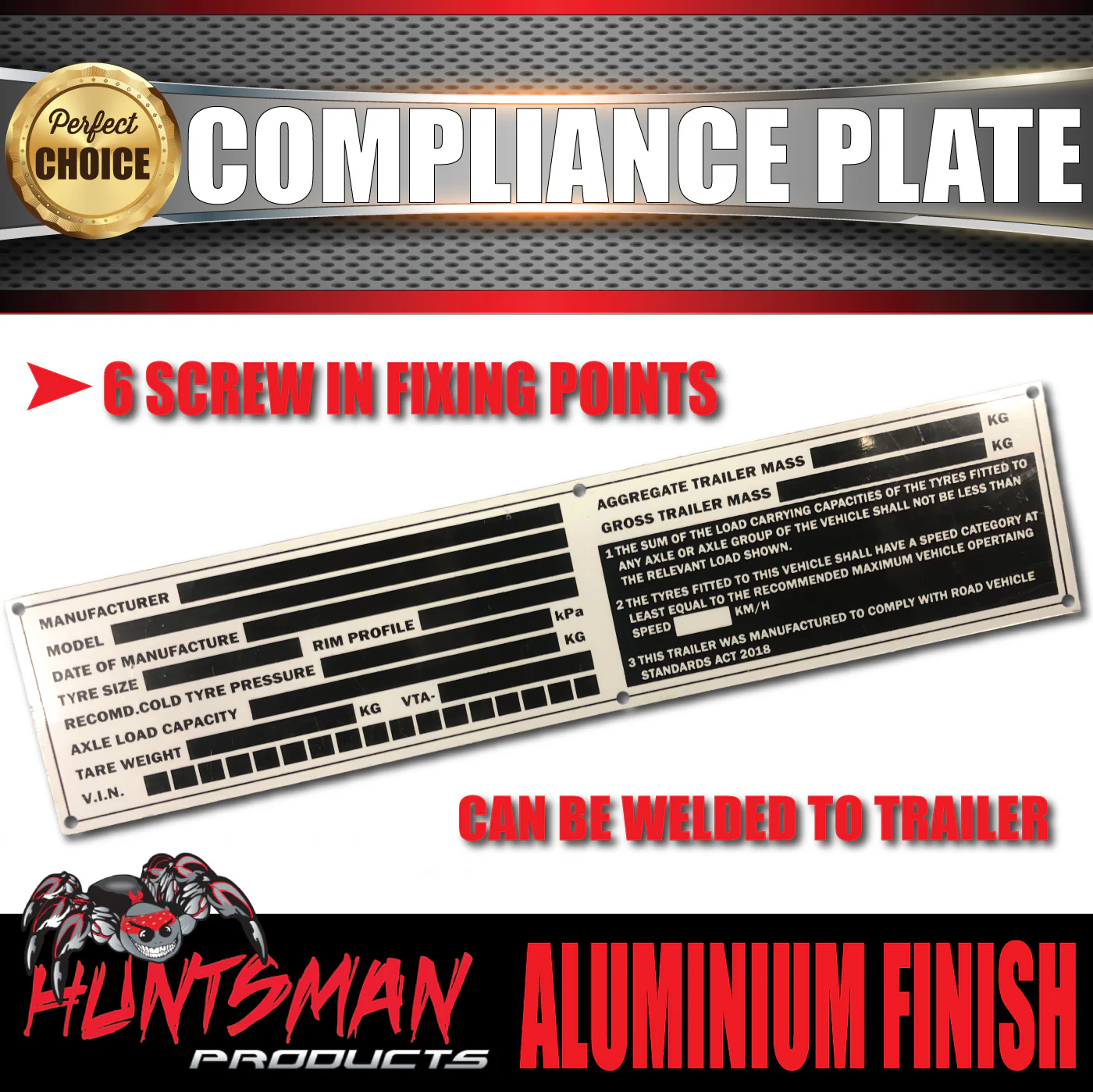 Large Trailer Caravan Vin Plate Compliance Plate ID Tag Aluminium 220mm x 50mm - Image 3