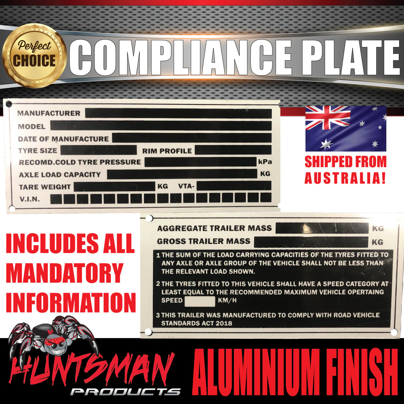 Large Trailer Caravan Vin Plate Compliance Plate ID Tag Aluminium 220mm x 50mm - Image 4