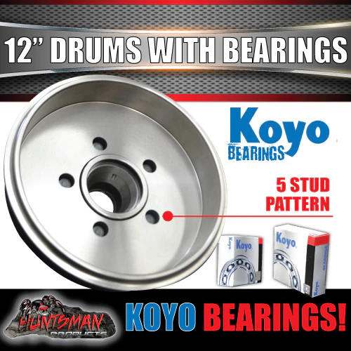 12" 3 Tonne 5 Stud L/C Electric Trailer Brake Drums & Japanese Koyo Bearings - Image 3