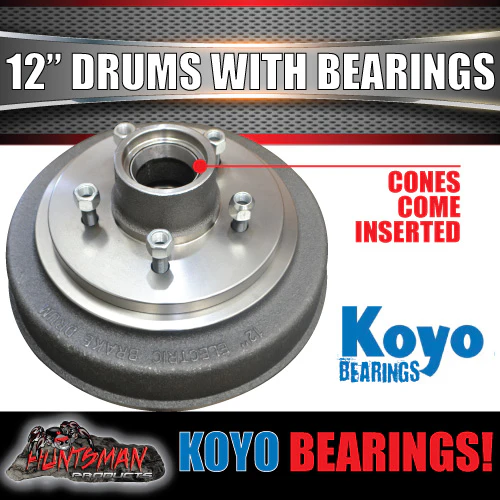 12" 3 Tonne 5 Stud L/C Electric Trailer Brake Drums & Japanese Koyo Bearings - Image 4