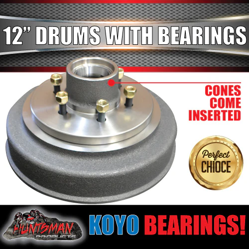 12" 3 Tonne 6 Stud Electric Trailer Brake Drums & Japanese Koyo Bearings - Image 3