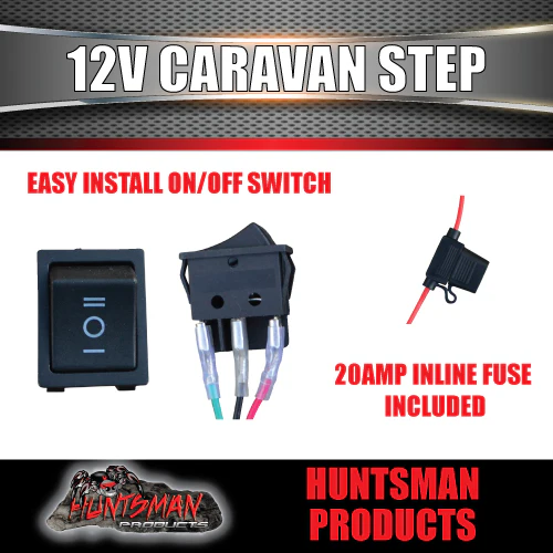 12 Volt Motorised Aluminium Caravan Motorhome Single Step & Switch 150Kg Rated - Image 3