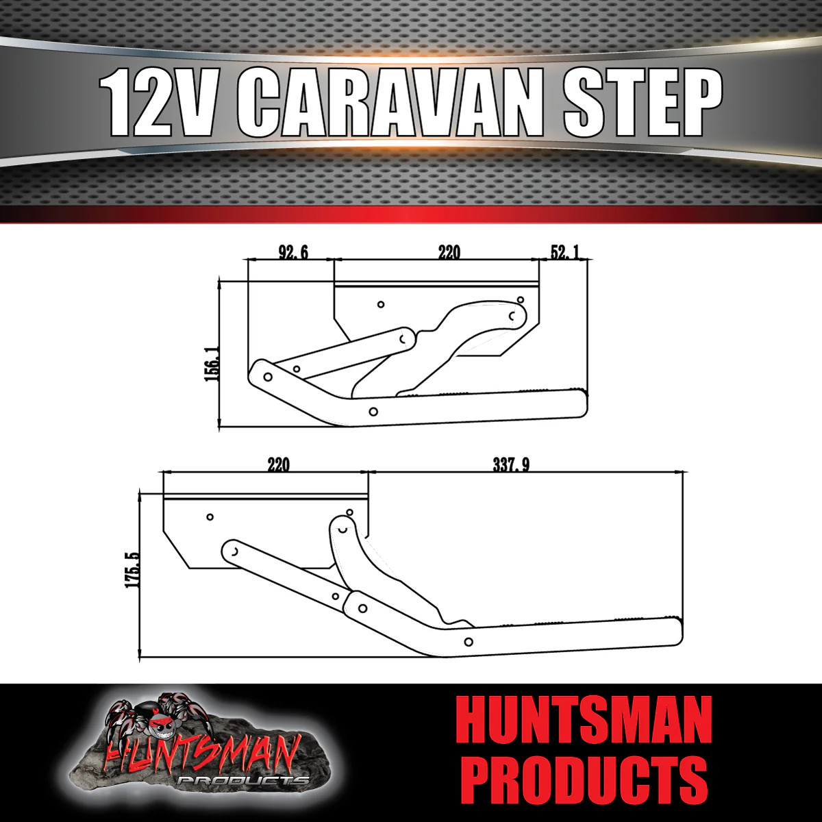 12 Volt Motorised Aluminium Caravan Motorhome Single Step & Switch 150Kg Rated - Image 4