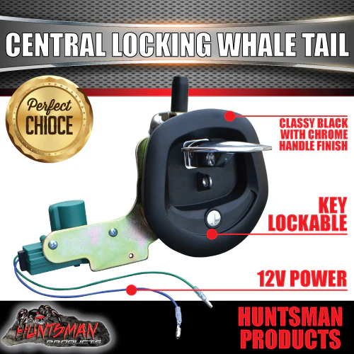 12 Volt Power Operated Black Whale Tail T Handle Folding Lock - Image 3