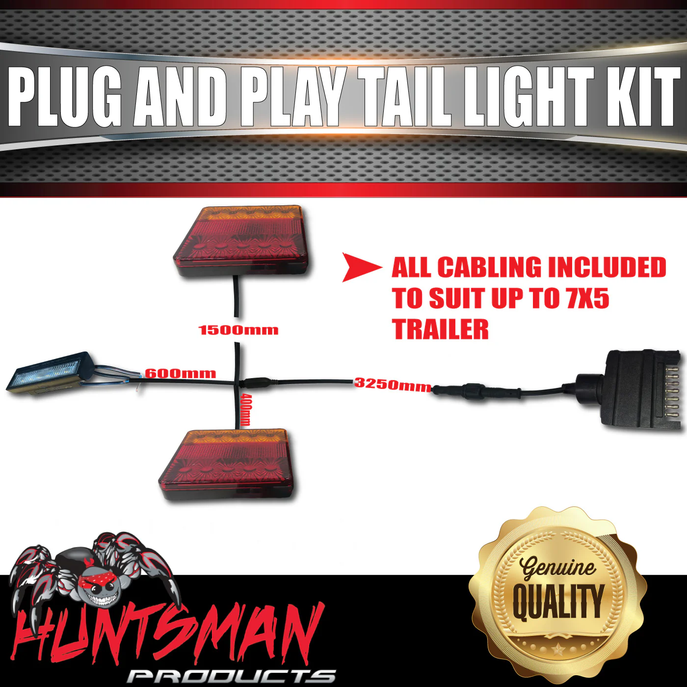 12V Stop Tail Indicator Plug & Play LED Trailer Light Kit inc Number Plate Light & Flat Plug 6x4 - 7x5 - Image 2