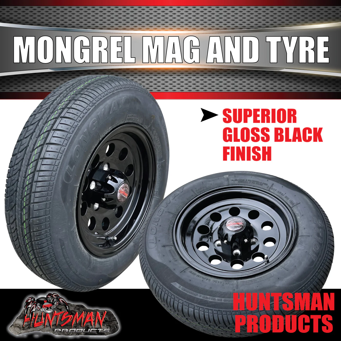 13" & 175R13C tyre, Ford Stud Pattern Mongrel Alloy Wheel for Caravan Trailer Boat Jetski - Image 3