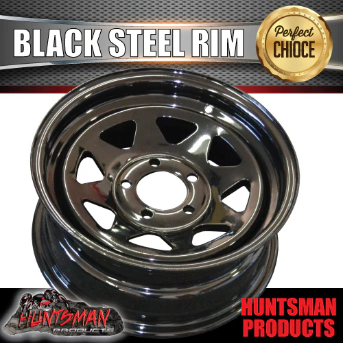 13 x 4.5" Black Ford Pattern Sunraysia Trailer Caravan Steel Wheel Rim 5/114.3 pcd - Image 2