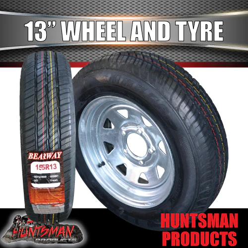 13x4.5 & 155R13C HT Holden Boat Trailer Sunraysia Galvanised Wheel Rim & Tyre - Image 2