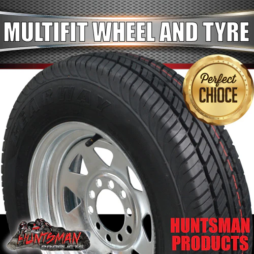 13" trailer galvanised multi fit steel Wheel &155R13C Tyre: suits Ht & Ford. 155 13 - Image 5