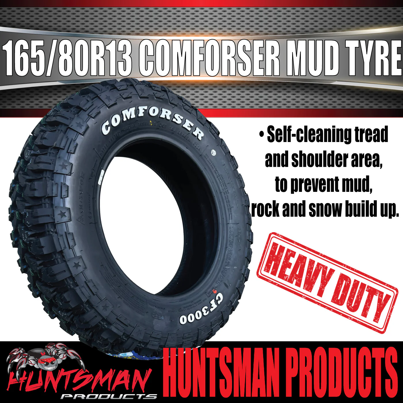 13" Mud Tyre 165/80R13 L/T Comforser CF3000 94/93Q , 165R13C 165 80 13 - Image 3