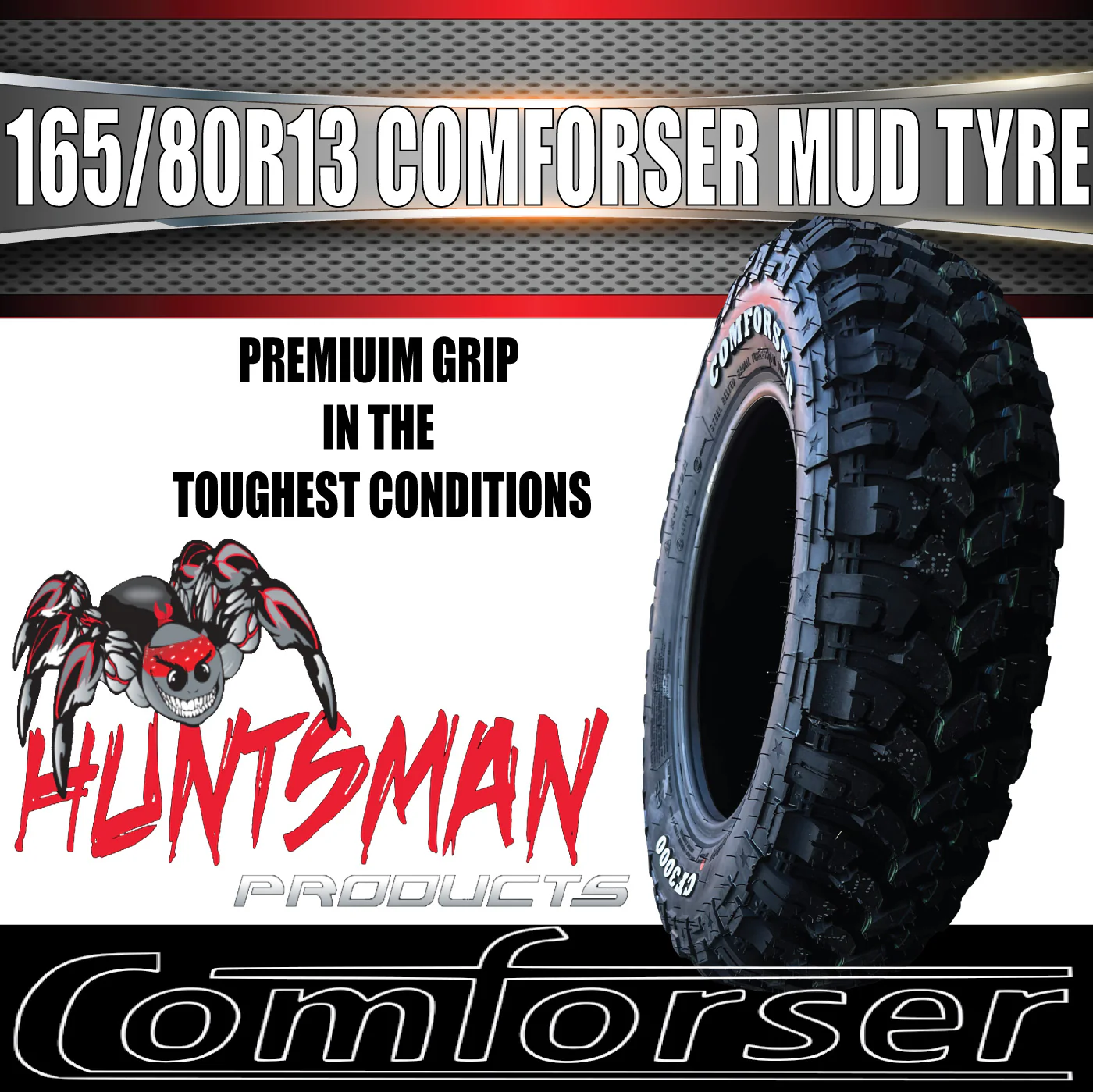 13" Mud Tyre 165/80R13 L/T Comforser CF3000 94/93Q , 165R13C 165 80 13 - Image 4