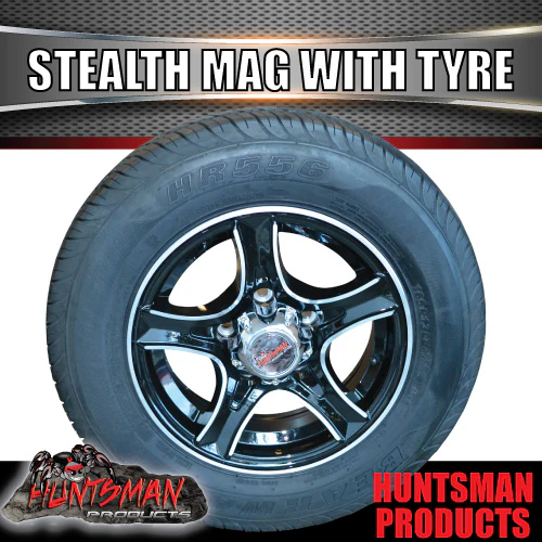 13" Trailer Caravan Stealth Alloy Mag & 155R13C Tyre. suits Ford pattern. 155 13 - Image 5