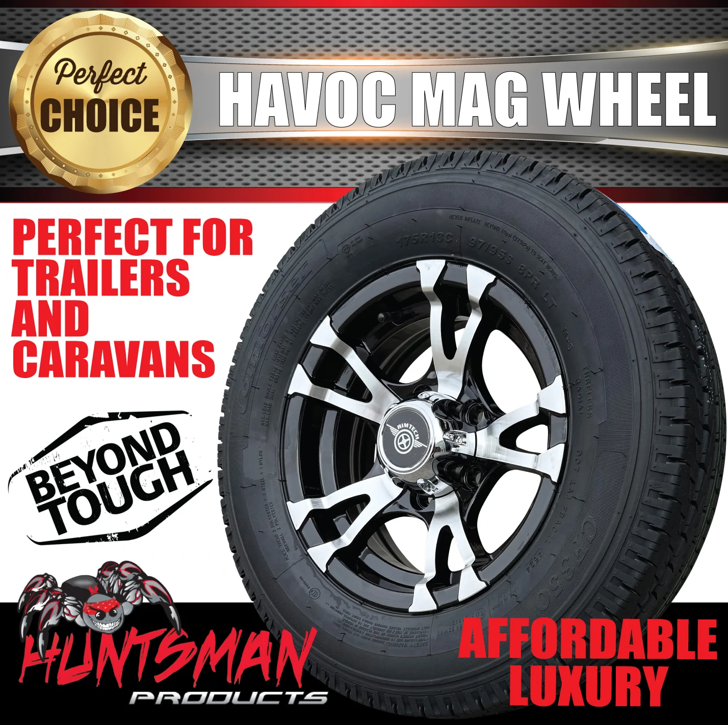 13" Trailer Caravan HT Holden Havoc Alloy & 155R13C tyre. 155 13 - Image 4