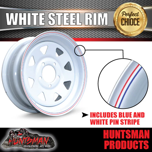 13 x 4.5" White Ford Pattern Sunraysia Trailer Caravan Steel Wheel Rim 5/114.3 pcd - Image 5