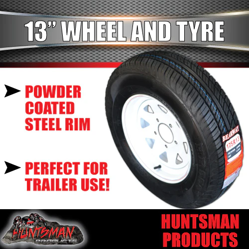 13x4.5 165R13C white Ford Pattern Trailer Caravan Sunraysia Wheel Rim & Tyre - Image 3