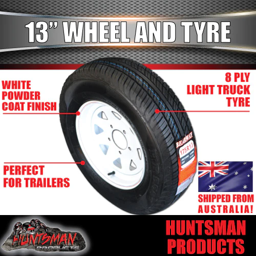 13x4.5 & 155R13C Ford Pattern Sunraysia White Trailer Caravan Wheel Rim & Tyre - Image 3