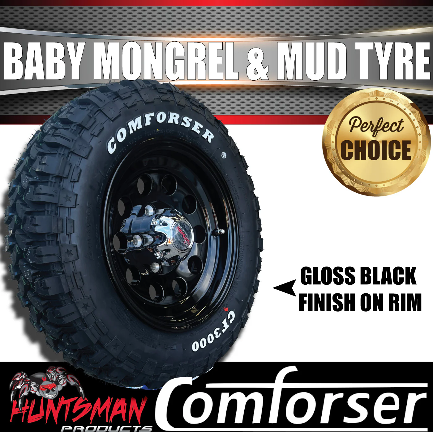 13x4.5 Ford Pattern Mongrel Trailer Alloy Rim & 165/80R13 LT Comforser Mud Tyre - Image 5