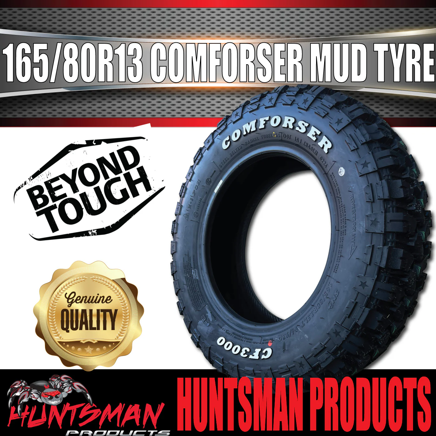 13x4 Ford Galvanised Boat Trailer Rim & 165/80R13 LT Comforser Mud Tyre - Image 6