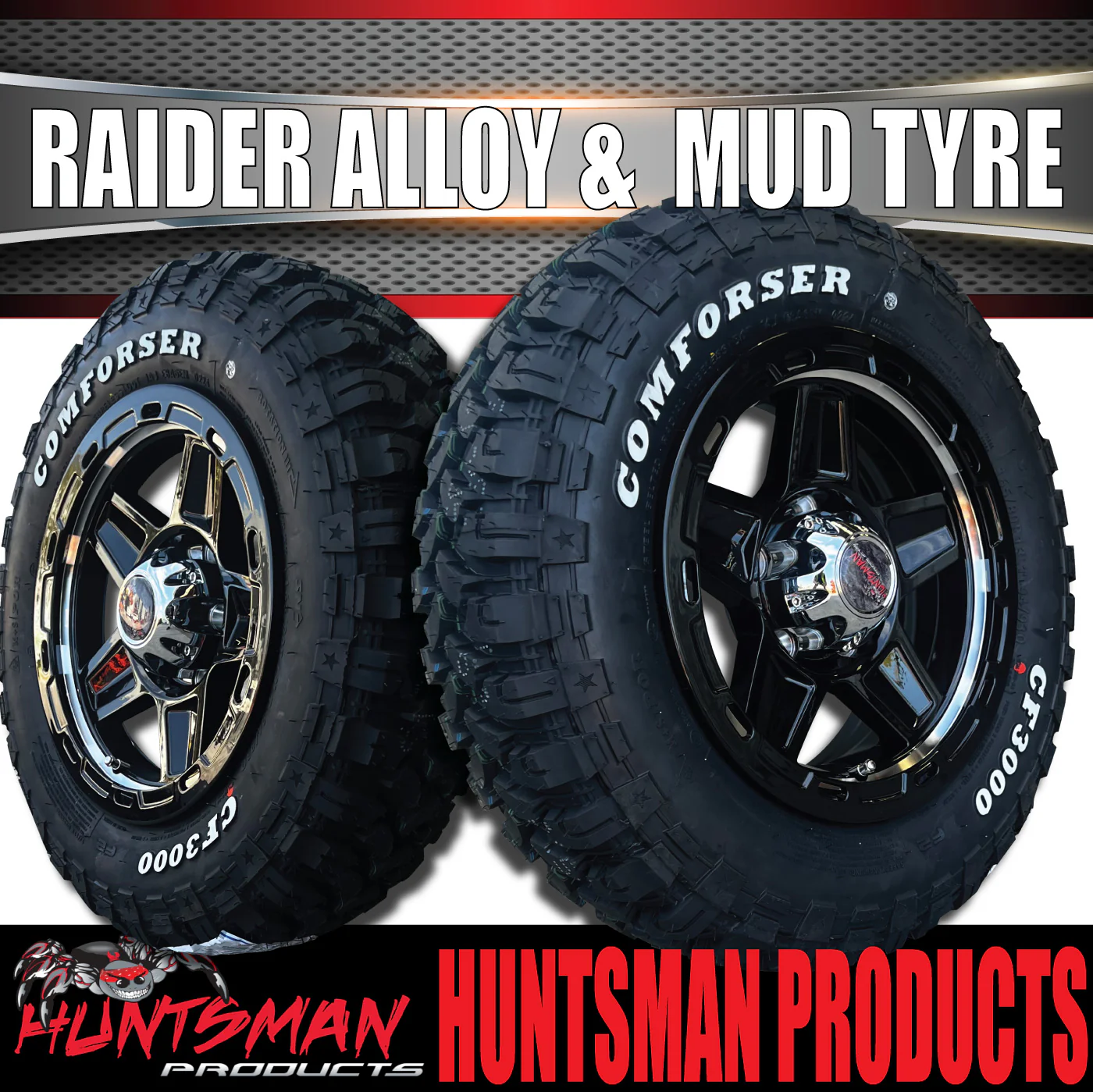 13x5 Ford Stud Silver Band Raider Trailer Alloy Rim & 165/80R13 LT Comforser Mud Tyre - Image 7
