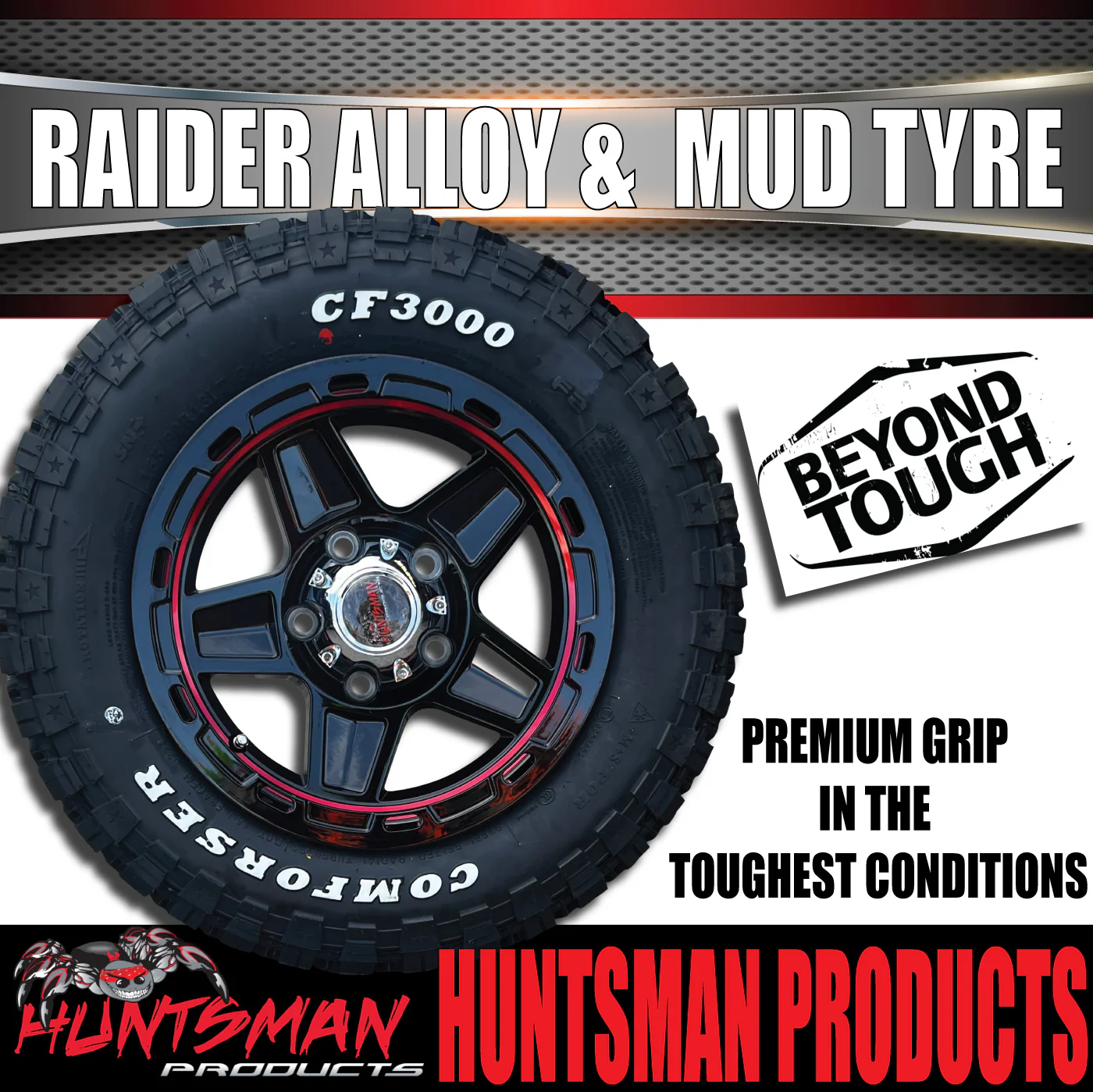 13x5 Ford Stud Red Band Raider Trailer Alloy Rim & 165/80R13 LT Comforser Mud Tyre - Image 6