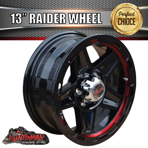 13X5 Red Ring Raider Alloy Mag Wheel suits Ford Caravan Jetski Boat Trailer 5/114.3 PCD - Image 3