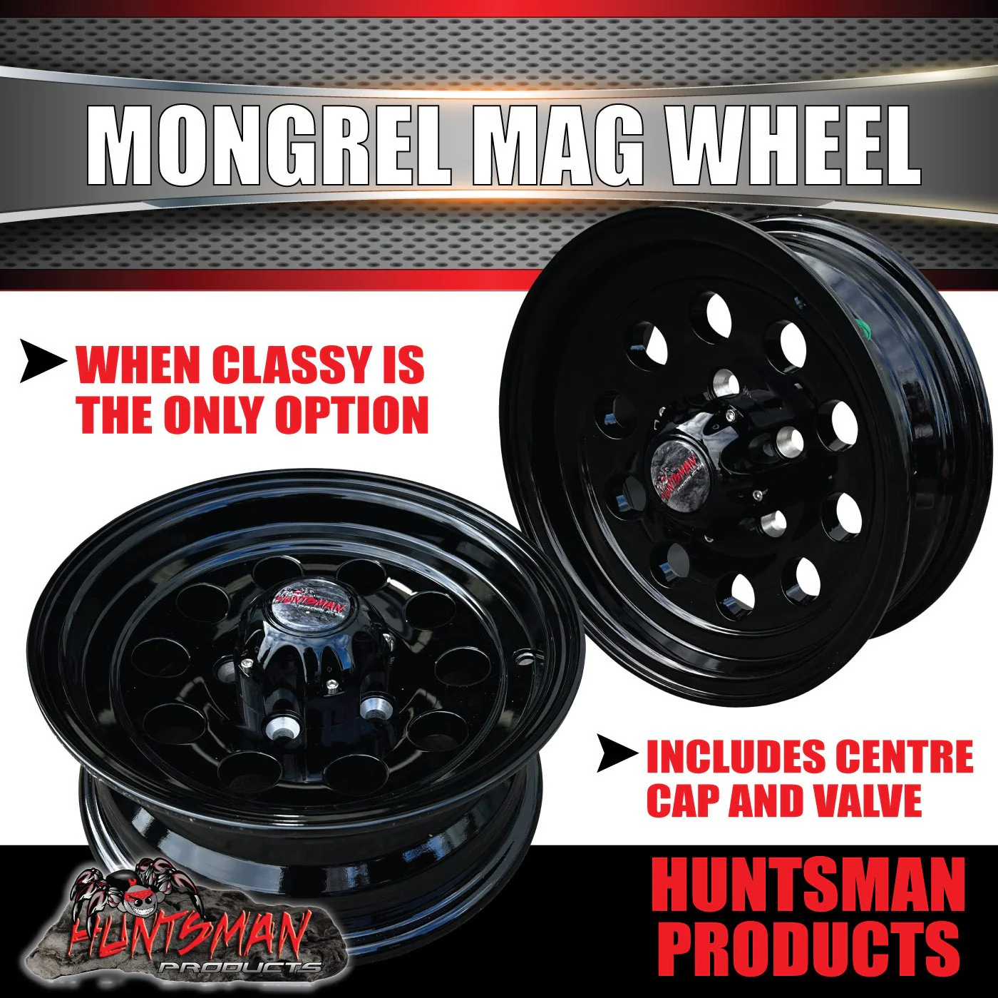 13X5 Trailer Caravan Baby Mongrel Alloy Mag Wheel: suits Ford pattern - Image 3