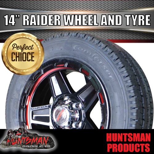 Trailer Caravan Low Profile 14" & 175/65R14C LT Tyre Raider Alloy Wheel suits Ford. 175 65 14 - Image 2