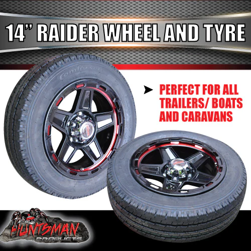 Trailer Caravan Low Profile 14" & 175/65R14C LT Tyre Raider Alloy Wheel suits Ford. 175 65 14 - Image 3