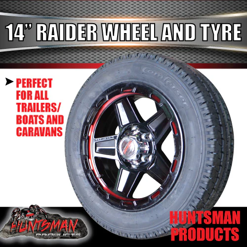 Trailer Caravan Low Profile 14" & 175/65R14C LT Tyre Raider Alloy Wheel suits Ford. 175 65 14 - Image 4