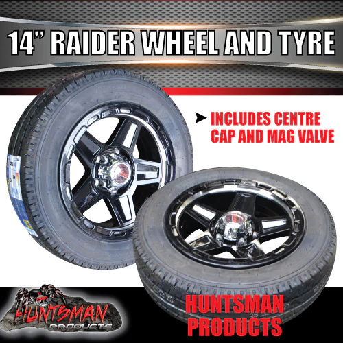 Trailer Caravan Low Profile 14" & 175/65R14C LT Tyre Raider Alloy Wheel suits Ford. 175 65 14 - Image 4