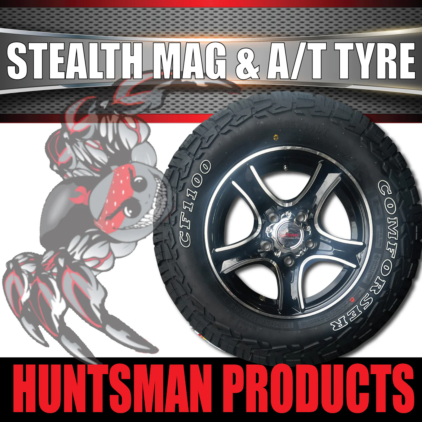14" & 175/70R14 LT CF1100 HT Holden Stealth Trailer Caravan Mag Wheel Rim & All Terrain Tyre - Image 5