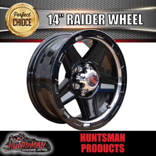14" & 175/70R14 LT RA1100 Ford Stud Silver Band Raider Trailer Caravan Mag Rim & All Terrain Tyre - Image 3