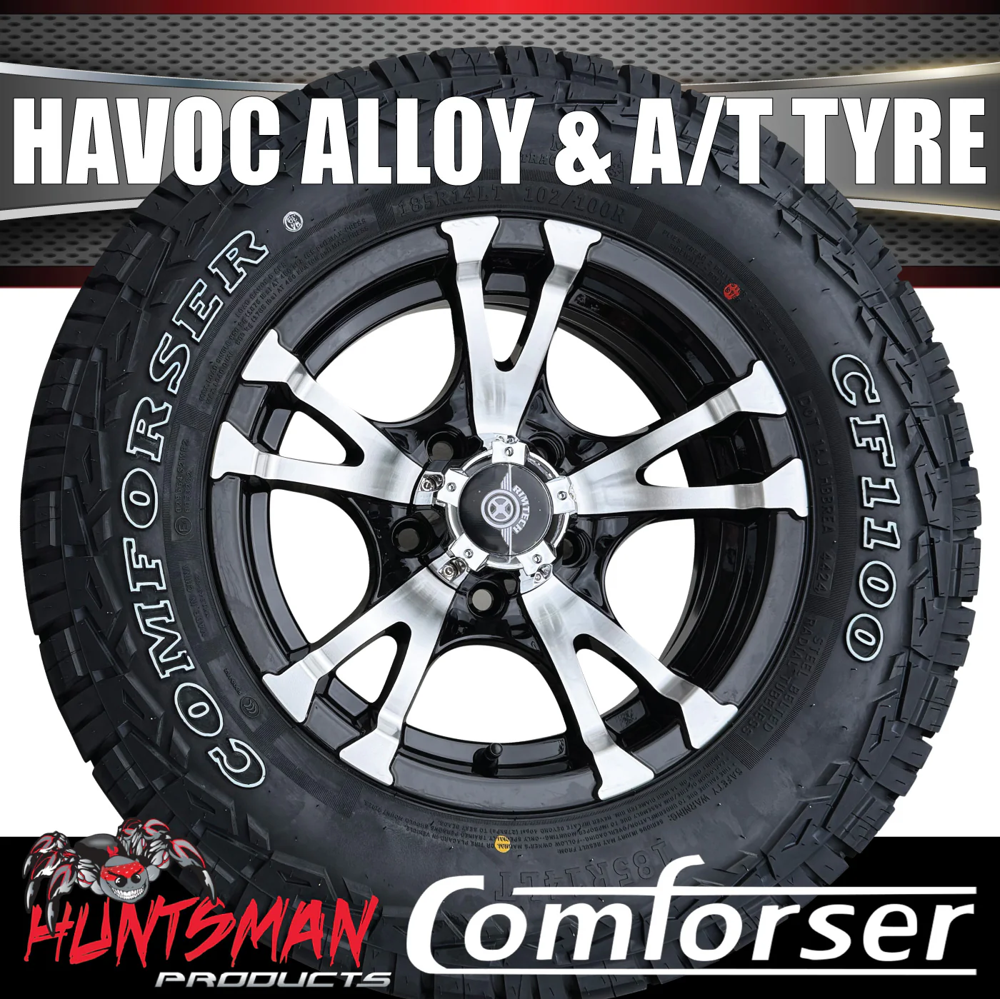 14" & 185R14 LT CF1100 Ford Stud Havoc Trailer Caravan Mag Rim & All Terrain Tyre - Image 2