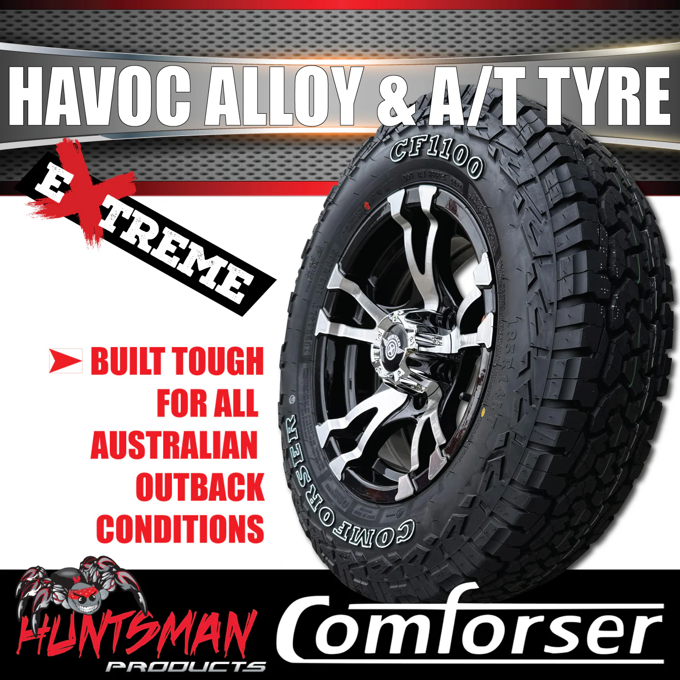 14" & 185R14 LT CF1100 Ford Stud Havoc Trailer Caravan Mag Rim & All Terrain Tyre - Image 5