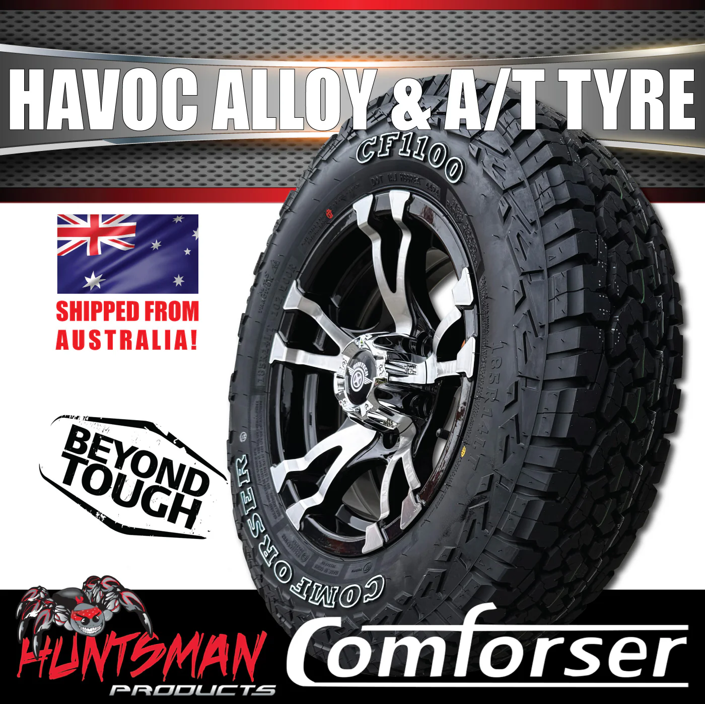 14" & 175/70R14 RA1100 Ford Stud Havoc Trailer Caravan Mag Rim & All Terrain Tyre - Image 3