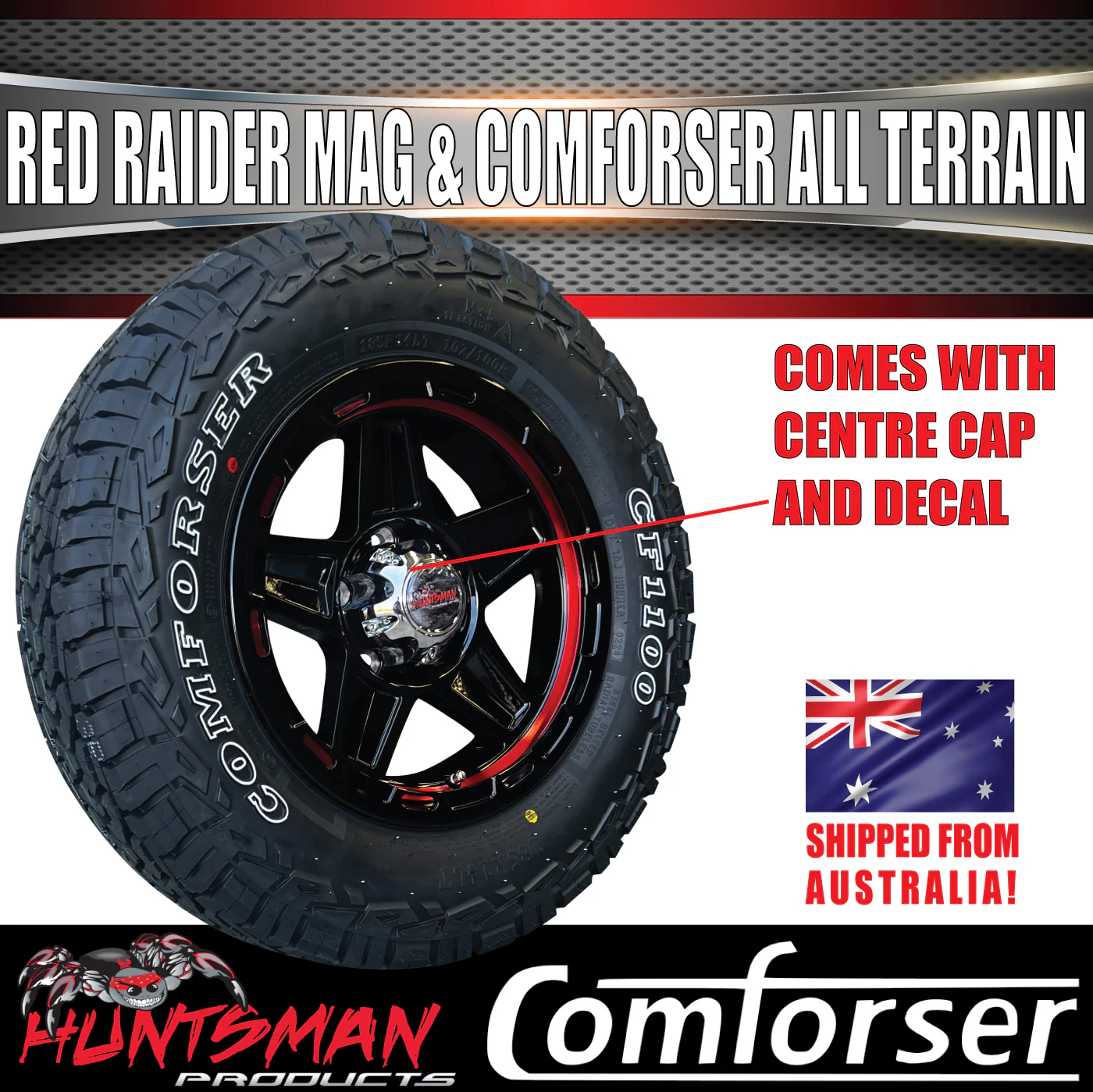 14" & 185R14 LT CF1100 Ford Stud Red Band Raider Trailer Caravan Mag Rim & All Terrain Tyre - Image 5
