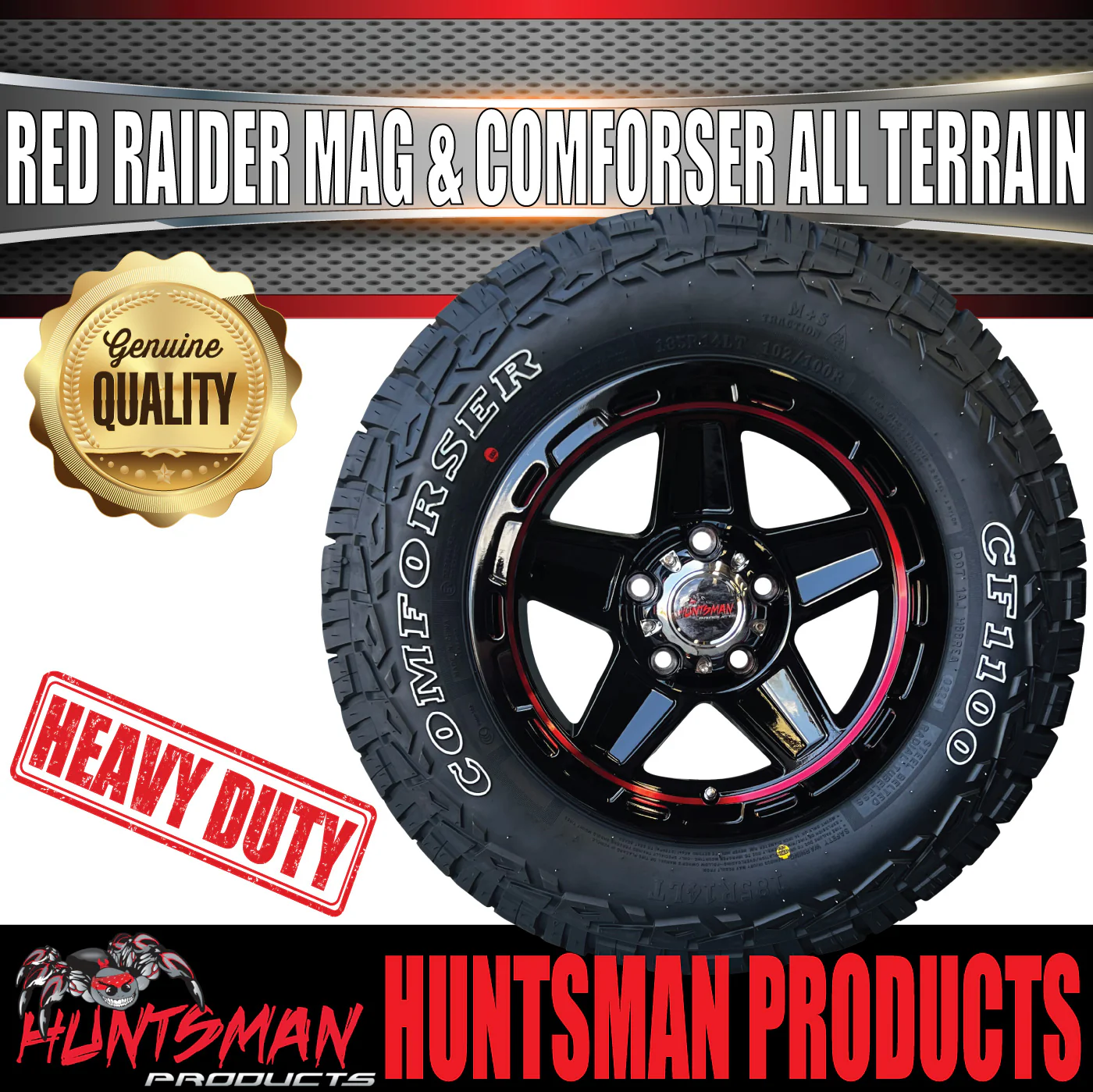 14" & 185R14 LT CF1100 Ford Stud Red Band Raider Trailer Caravan Mag Rim & All Terrain Tyre - Image 6