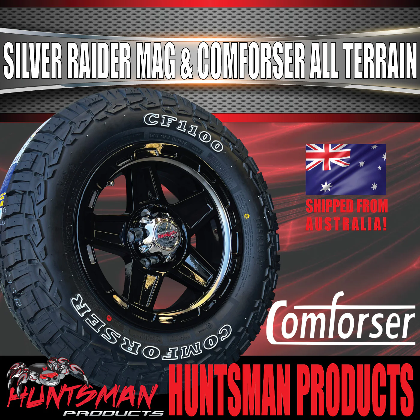 14" & 185R14 LT CF1100 Ford Stud Silver Band Raider Trailer Caravan Mag Rim & All Terrain Tyre - Image 6