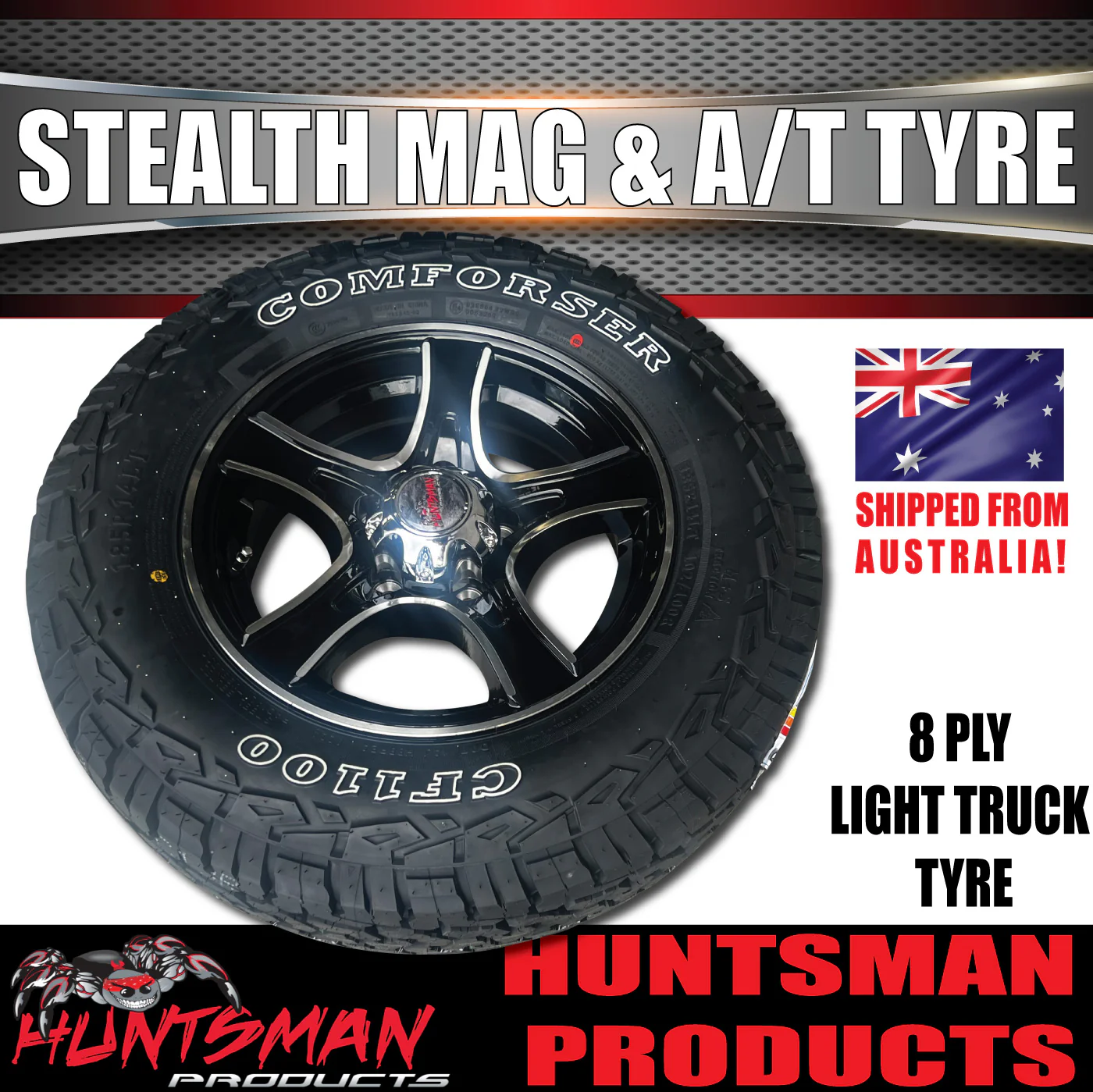 14" & 185R14 LT CF1100 HT Holden Stealth Trailer Caravan Mag Wheel Rim & All Terrain Tyre - Image 7
