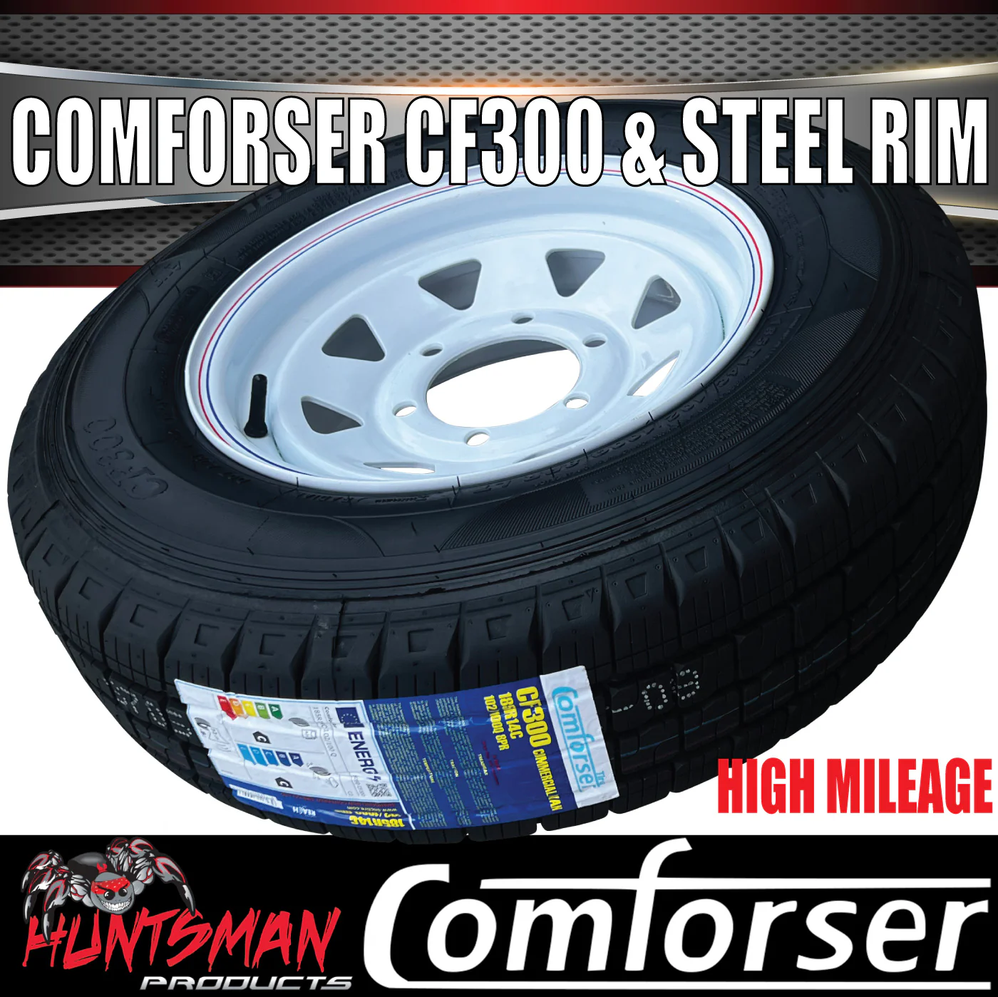 14x6 & 195R14C LT Trailer Caravan Sunraysia White 6 Stud Wheel Rim & Comforser CF300 Tyre 195 14 - Image 4